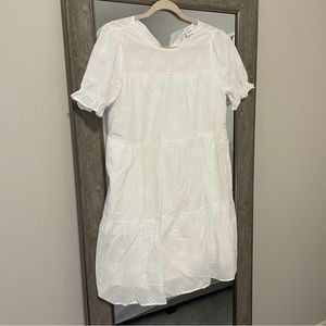 White eyelet mini dress